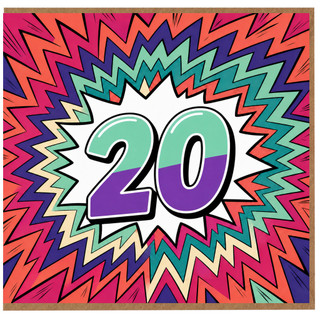 20th Birthday Card, Bold Comic Starburst Design