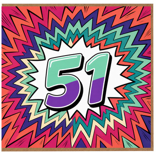 51st Birthday Card, Bold Comic Burst Number 51 Card