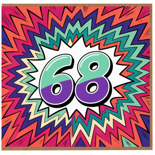 68th Birthday Card, Colourful Retro Comic Style Card