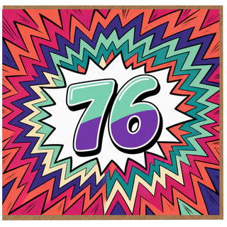 76th Birthday Card, Bold Comic Burst Design
