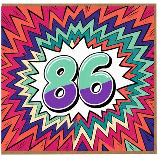 86th Birthday Card, Colourful Comic Burst Design