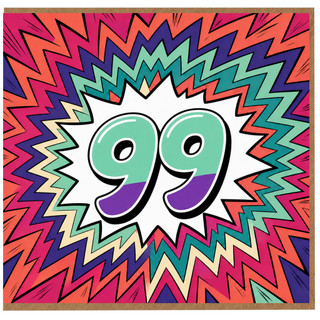 99th Birthday Card, Colourful Comic Burst Design