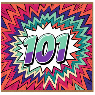 101st Birthday Card, Colourful Comic Burst Design