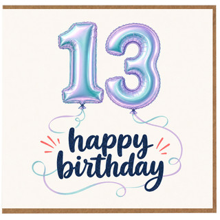 13th Birthday Card, Happy Birthday Balloon Design