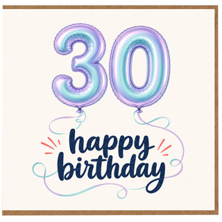 30th Birthday Card, Pastel Balloon Happy Birthday Card