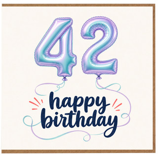 42nd Birthday Card, Happy Birthday Balloon Design
