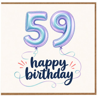 59th Birthday Card, Happy Birthday Balloon Design