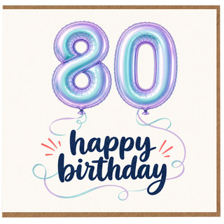 80th Birthday Card, Happy Birthday Balloon Design