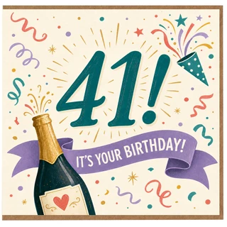 41st Birthday Card, Funny Champagne Celebration Card