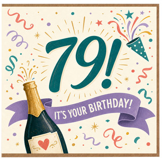 79th Birthday Card, It's Your Birthday Champagne Celebration Card