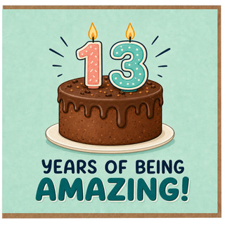 13th Birthday Card, Years of Being Amazing Cake Design