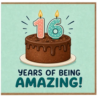 16th Birthday Card, Years of Being Amazing Cake Design