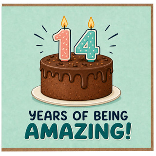 14th Birthday Card, Years of Being Amazing Cake Design