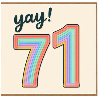 71st Birthday Card, Yay! Rainbow Number 71 Card