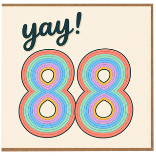 88th Birthday Card, Yay Rainbow Number 88 Card