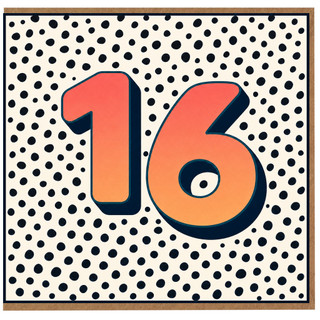 16th Birthday Card, Bold Polka Dot Number 16 Card