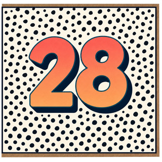 28th Birthday Card, Bold Polka Dot Design