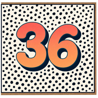 36th Birthday Card, Bold Retro Polka Dot Number 36 Card