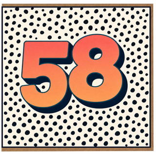 58th Birthday Card, Bold 58 Design with Polka Dot Background