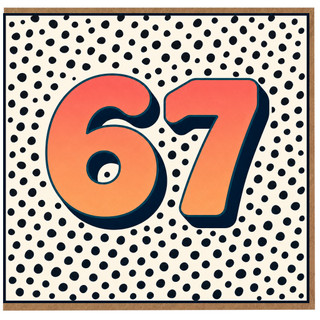 67th Birthday Card, Bold Polka Dot Design