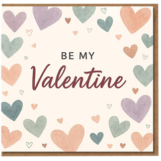 Be My Valentine Card - Romantic Pastel Hearts Design - Valentine's Day Love Card for Girlfriend, Boyfriend, Husband or Wife - Cute Romantic Greeting