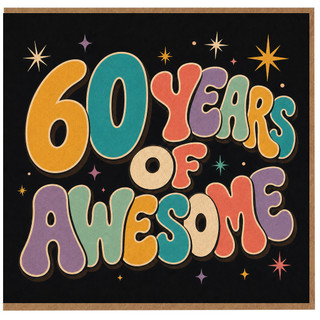 60th Birthday Card, 60 Years of Awesome Retro Birthday Card