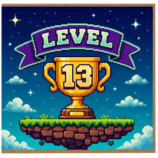 13th Birthday Card, Level 13 Gamer Trophy Design