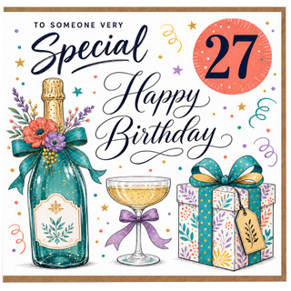 27th Birthday Card, Special Happy Birthday Card