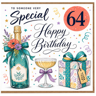 64th Birthday Card, Special Happy Birthday Card