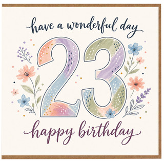 23rd Birthday Card, Floral Happy Birthday Card