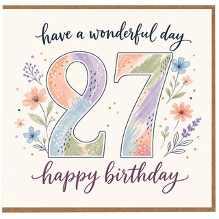 27th Birthday Card, Happy Birthday Floral Number 27 Card