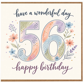 56th Birthday Card, Happy Birthday Card for 56 Year Old