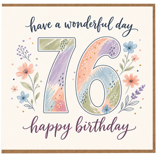 76th Birthday Card, Floral Happy Birthday Card