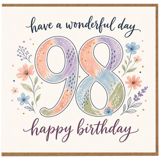 98th Birthday Card, Floral Happy Birthday Card for 98 Year Old