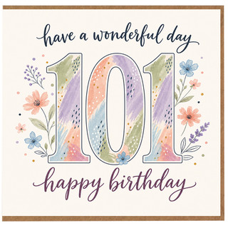 101st Birthday Card, Floral Happy Birthday Card