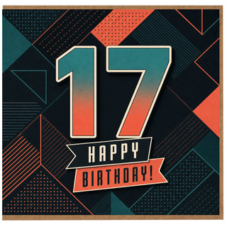 17th Birthday Card, Bold Geometric Happy Birthday Card