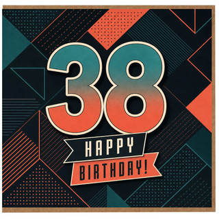38th Birthday Card, Happy Birthday Retro Geometric Design