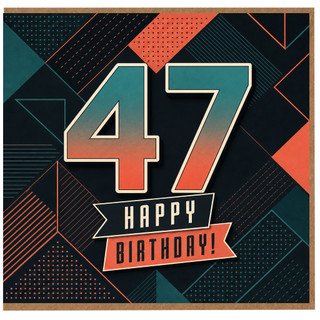 47th Birthday Card, Retro Geometric Happy Birthday Card