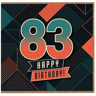 83rd Birthday Card, Happy 83rd Birthday Card, Retro Geometric Age 83 Birthday Card