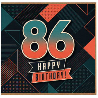 86th Birthday Card, Retro Geometric Happy Birthday Card