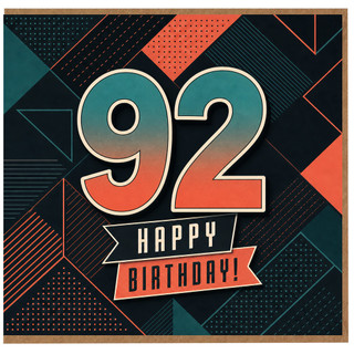 92nd Birthday Card, Happy Birthday Retro Geometric Design