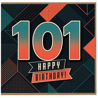 101st Birthday Card, Happy Birthday Retro Geometric Card