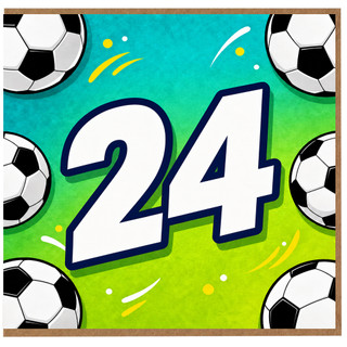 24th Birthday Card, Soccer Themed Birthday Card