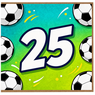 25th Birthday Card, Soccer Football Design