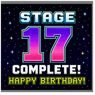 17th Birthday Card, Gamer Birthday Card, Retro Pixel Birthday Card