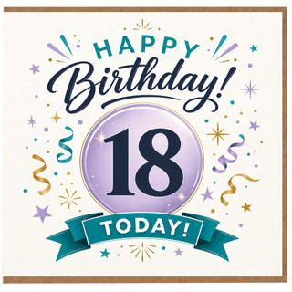 18th Birthday Card, Happy Birthday 18 Today Celebration Card