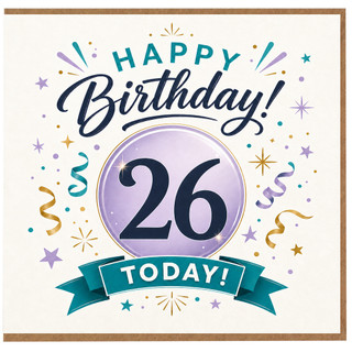 26th Birthday Card, Happy Birthday Today Card