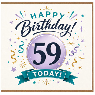 59th Birthday Card, Happy Birthday 59 Today Celebration Card
