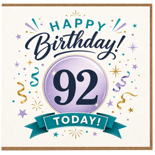 92nd Birthday Card with Happy Birthday Today Celebration