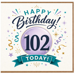102nd Birthday Card, Happy Birthday 102 Today Card